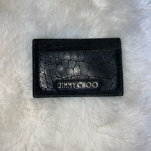 Jimmy Choo Leather Croc Embossed Card Holder